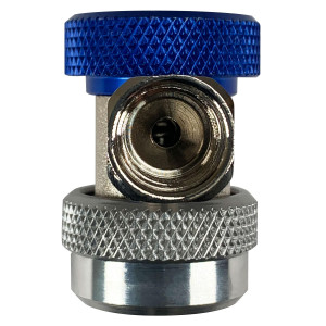 Appli Parts APQC-134L Acople Rapido Refrigeracion y Aire Acondicionado Automotriz para carga y servicio R-134 Baja azul, adaptador de bronce, conexion de 1/4 de pulg