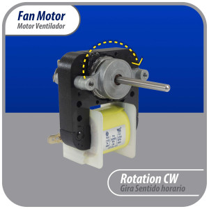 Appli Parts APFM-55 18 W Motor Ventilador, 110 V, 50/60 Hz, 0.38 A, 3000 rpm, rotacion CW remplazo Universal para Evaporadores, no incluye aspa, remplaza numeros originales WR60X203, 305540, PS304745, WR60X0191, WR60X0203, WR60X191 y otros