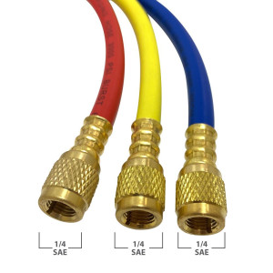 Appli Parts APMG-A4B36S R600 Manifold Gauge Set, Brass Body with Sight-glass, Includes 36 in Hose Set 1/4in SAE, Dual Pressure psi/Bar, Dual Temperature Fahrenheit/Celsius Scales 