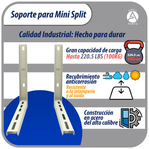 Appli Parts APAB-2100 Soporte de Montaje en Pared para Mini Split, Soporte Robusto para Condensador hasta 100 Kg, Universal para Unidad Exterior desde 5,000 hasta 36,000 BTU con Kit de instalacion
