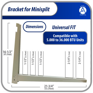 Appli Parts APAB-3160 Mini Split Wall Mounting Bracket, Heavy Duty Outdoor Support Up to 352 lbs. Fit 5000 to 36000 BTU Units, Includes Level Cross Bar, Anti Vibration Pads and Full Installation Kit
