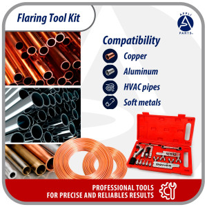 Appli Parts APT-FT278 Flaring and Swage Tool kit for copper, plastic, aluminum pipe and other soft metal tube with cutter and ratchet wrench for HVAC and other applications