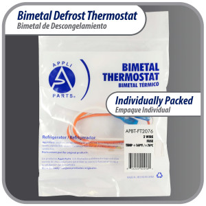 Appli Parts APBT-FT2076 Bimetal Termico Tipo Asiatico 2 Cables Fusible Temperatura 76 C con cables Amarillo y Blanco, Remplaza BIM-2076, Sanyo Termodisco