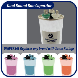 Appli Parts Condensador Capacitor de Marcha 40+5 Mfd uF (microfaradios) 370VAC o 450VAC CBB65 Universal Aire acondicionado y otras aplicaciones Redondo UL E476928 12cm Alto 5cm Ancho CON-40/5-450
