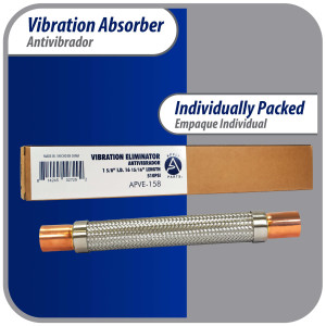 Appli Parts APVE-158 Antivibrador 1-5/8 pulg Soldable Eliminador de Vibracion 43cm Largo 400psi presion maxima de trabajo y 3.265psi presion de rotura