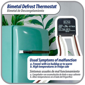 Appli Parts APBT-B261P Bimetal Termico 4 Cables Abre 7C y Cierra -4C con 4 conectores, Remplazo para Mabe, Remplaza BIM-261, Atlas Millenium, Innovacion, Termodisco