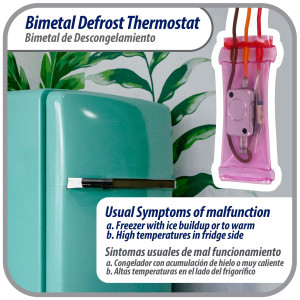 Appli Parts APBT-S2008FP Bimetal Termico Tipo Asiatico 3 Cables Abre 12 C y Cierra -5 C Fusible a 72C Naranja / Rojo / Marron, Remplaza BIM-2008 Termodisco