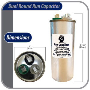 Appli Parts Condensador Capacitor de Marcha 40+10 Mfd uF (microfaradios) 370VAC CBB65 Universal Aire acondicionado y otras aplicaciones Redondo UL E476928 5cm Ancho 13cm Alto CON-40/10-370-R Appli Parts Condensador Capacitor de Marcha 40+10 Mfd uF (microfaradios) 370VAC CBB65 Universal Aire acondicionado y otras aplicaciones Redondo UL E476928 5cm Ancho 13cm Alto CON-40/10-370-R
