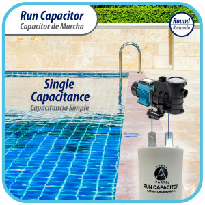 Appli Parts Condensador Capacitor de Marcha 16 Mfd uF (microfaradios) 250VAC CBB60 Cuerpo plastico para bombas de agua y otras aplicaciones Redondo UL E476928 8 cm Alto 4 cm Ancho CON-16-250-P