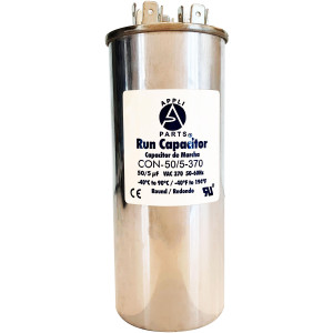 Appli Parts Condensador Capacitor de Marcha 50+5 Mfd uF (microfaradios) 370VAC CBB65 Universal Aire acondicionado y otras aplicaciones Redondo UL E476928 5cm Ancho 13.3cm Alto CON-50/5-370-R