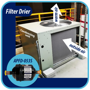 Appli Parts APFD-053S Filtro Secador 3/8 pulg para linea Liquido para Sistemas de Refrigeracion y aire acondicionado 053S ODF Soldable Universal Unidireccional 114mm Largo 51mm Ancho