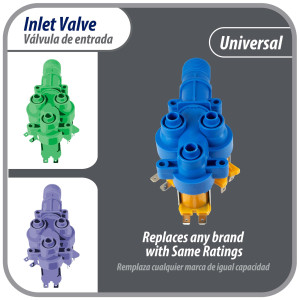 Appli Parts APIV-1311 Valvula para lavadora 1 Entrada 3/4 in NPT por 3 Salidas 5/16 in 110V-120 V, 50/60 Hz, remplazo para modelos Mabe, Olimpia, 189D3116P017, 189D3116P016, 189D3116P005, WW01F00794