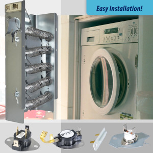 279838 Appli Parts dryer Heater Element 279838KAP KIT: 279838 dryer heating element, 3977767 thermostat, 3387134 thermostat, 3392519 thermal fuse, 3977393 thermal fuse replacements
