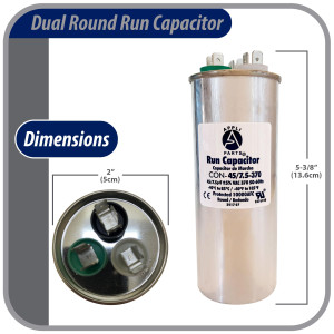 Appli Parts Condensador Capacitor de Marcha 45+7.5 Mfd uF (microfaradios) 370VAC CBB65 Universal Aire acondicionado y otras aplicaciones Redondo UL E476928 5cm Ancho 13.6cm Alto CON-45/7.5-370-R Appli Parts Condensador Capacitor de Marcha 45+7.5 Mfd uF (microfaradios) 370VAC CBB65 Universal Aire acondicionado y otras aplicaciones Redondo UL E476928 5cm Ancho 13.6cm Alto CON-45/7.5-370-R