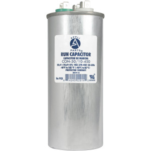 Appli Parts CON-50/7.5-450 Condensador Capacitor de Marcha 50+7.5 Mfd uF (microfaradios) 370VAC o 450VAC CBB65 Universal Aire acondicionado y otras aplicaciones Redondo UL, 13.7cm Alto 5.4cm Ancho 