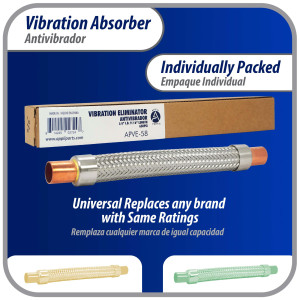 Appli Parts APVE-58 Antivibrador 5/8 pulg Soldable Eliminador de Vibracion 25cm Largo 450psi presion maxima de trabajo y 3.265psi presion de rotura