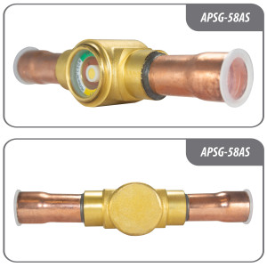 Appli Parts APSG-58AS Visor de Liquido 5/8 pulg Indicador de Humedad con conexiones Soldable con cuerpo solido para Sistemas de Refrigeracion y Aire Acondicionado compatible con refrigerantes CFC, HCFC, HFC