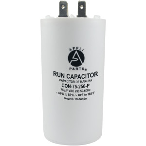Appli Parts Condensador Capacitor de Marcha 75 Mfd uF (microfaradios) 250VAC CBB60 Cuerpo plastico para bombas de agua y otras aplicaciones Redondo UL E476928 CON-75-250-P Appli Parts Condensador Capacitor de Marcha 75 Mfd uF (microfaradios) 250VAC CBB60 Cuerpo plastico para bombas de agua y otras aplicaciones Redondo UL E476928 CON-75-250-P