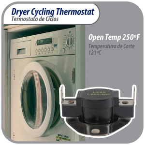 Appli Parts APDT-L250 Termico Secadora L-250-40F, limite alto Abre a 250 F, sensor interruptor de limite o termostato de 2 terminales, reemplazo para WH4X584 APDT-L250 Reemplaza 2934, 80000, 279052 286473, 298260, 299617, 339357, 339502 y otros