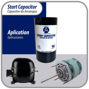 Appli Parts motor start capacitor 189-227 Mfd (microfarads) uF 110-125 VAC universal fit for electric motor applications 1-7/16 in Diameter 2-3/4 in Height CON-189-110 

