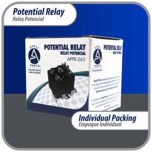 Appli Parts APPR-065 Potential Relay 065, Coil Voltage 332 V, Min Pick up 168 V, Max Pick up 182 V, Max Drop Out 90 V, 50/60 Hz Universal replacement for HVAC and Refrigeration units