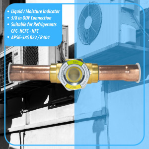 Appli Parts APSG-58S Visor de Liquido 5/8 pulg Indicador de Humedad con conexiones Soldable con cuerpo extraible para Sistemas de Refrigeracion y Aire Acondicionado compatible con refrigerantes CFC, HCFC, HFC