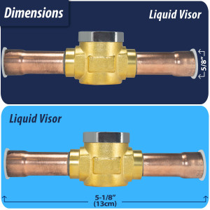 Appli Parts APSG-58S Visor de Liquido 5/8 pulg Indicador de Humedad con conexiones Soldable con cuerpo extraible para Sistemas de Refrigeracion y Aire Acondicionado compatible con refrigerantes CFC, HCFC, HFC
