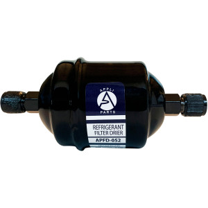 Appli Parts APFD-052 1/4 in Liquid Line Refrigerant AC Filter Drier hvac Refrigeration 052 SAE Flare connection universal unidirectional 4-1/2 in long 2 in wide 