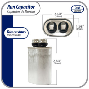 Appli Parts Condensador Capacitor de Marcha 5 Mfd uF (microfaradios) 370/450VAC CBB65 Universal Aire acondicionado y otras aplicaciones Ovalado UL 7cm Alto 3.4cm Ancho 5.4cm Largo CON-5-450-O Appli Parts Condensador Capacitor de Marcha 5 Mfd uF (microfaradios) 370/450VAC CBB65 Universal Aire acondicionado y otras aplicaciones Ovalado UL 7cm Alto 3.4cm Ancho 5.4cm Largo CON-5-450-O
