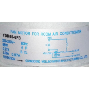 Motor A.A. Condensador YDK65-6FB YKT-65-6-41 RoHS  Mou-60crd / Mou-60cr 60w 230v/60hz 202400420701 11002012001019
Fits ecox MOU-60CRD MOU-60CR midea MOU36CN1MM0W