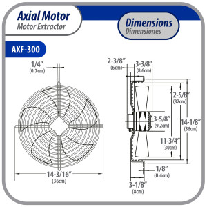 Appli Parts AXF-300 11-3/4 in Axial Fan Motor Guard Mounted Fan Blade 220 V, 1 Ph, 50-60 Hz, 115 W, 1590 rpm, Universal replacement for Cold Room Evaporators and Condensing Units, Work Temp -22 F to 140 F 