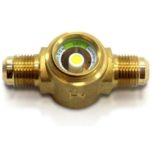 Appli Parts APSG-38A Visor de Liquido 3/8 pulg Flare e Indicador de Humedad con conexiones Rosca con cuerpo solido para Sistemas de Refrigeracion y Aire Acondicionado compatible con refrigerantes CFC, HCFC, HFC