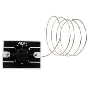 Appli Parts Termostato de refrigeracion para neveras, congeladores, exhibidores frios SPST Entrada fria -17.5 C Corte frio -24 C Corte Caliente -10 C Capilar 1200 mm remplaza K50P-1126 APRT-1126