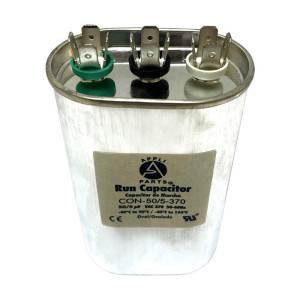Appli Parts Condensador Capacitor de Marcha 50+5 Mfd uF (microfaradios) 370VAC CBB65 Universal Aire acondicionado y otras aplicaciones Ovalado UL E476928 5.1cm Ancho 2.5cm Prof 10.2cm Alto CON-50/5-370