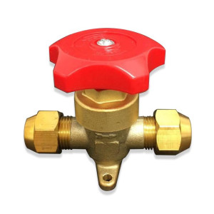 Appli Parts APSV-12 Valvula de Paso 1/2 pulg SAE Flare Rosca, para sistemas de refrigeracion, aire acondicionado y calefaccion, con cuerpo de bronce macizo