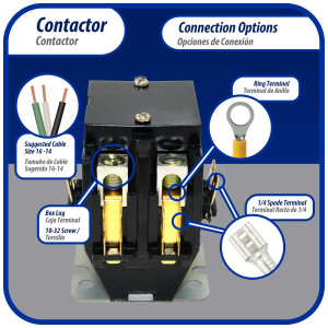 Appli Parts APAC-230120 Contactor 2 Polos 30A 120V Bobina Repuesto para Compresores de CA y Aplicaciones Electricas Certificacion UL E476929 de Trabajo Pesado