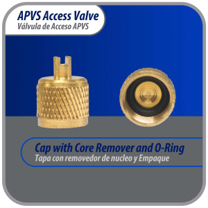 Appli Parts APVS-14144 1/4 in SAE Access Schrader Valve x 1/4 ODF x 4 in Copper Stem with Valve Core and Cap with gasket and core remover for AC and refrigeration systems