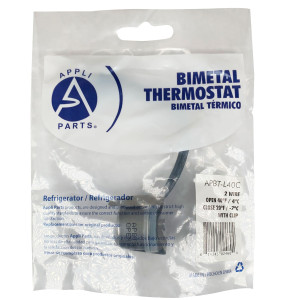Appli Parts APBT-L40C Bimetal Termico 2 Cables Abre a 4C y Cierra a -7C, con clip, cables de colores negro y negro, Referencia BIM-316 / Termodisco