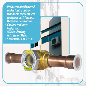 Appli Parts APSG-34S Visor de Liquido 3/4 pulg Indicador de Humedad con conexiones Soldable con cuerpo extraible para Sistemas de Refrigeracion y Aire Acondicionado compatible con refrigerantes CFC, HCFC, HFC