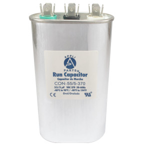 Appli Parts Condensador Capacitor de Marcha 55+5 Mfd uF (microfaradios) 370VAC CBB65 Universal Aire acondicionado y otras aplicaciones Ovalado UL E476928 7.1cm Ancho 4.5cm Prof 12.7cm Alto CON-55/5-370