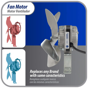 Appli Parts APFM-71E Motor Ventilador 7W Condensador y Evaporador 115V 60Hz 0.55A, Incluye Aspa de Aluminio de 20cm y Base de Montaje, Repuesto Universal para Equipos de Refrigeracion Comercial