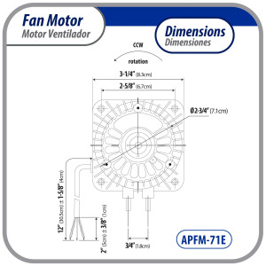 Appli Parts APFM-71E Motor Ventilador 7W Condensador y Evaporador 115V 60Hz 0.55A, Incluye Aspa de Aluminio de 20cm y Base de Montaje, Repuesto Universal para Equipos de Refrigeracion Comercial