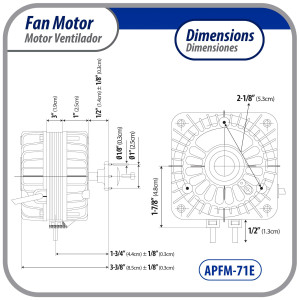 Appli Parts APFM-71E Motor Ventilador 7W Condensador y Evaporador 115V 60Hz 0.55A, Incluye Aspa de Aluminio de 20cm y Base de Montaje, Repuesto Universal para Equipos de Refrigeracion Comercial