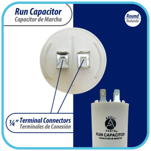 Appli Parts Condensador Capacitor de Marcha 70 Mfd uF (microfaradios) 250VAC CBB60 Cuerpo plastico para bombas de agua y otras aplicaciones Redondo UL E476928 CON-70-250-P