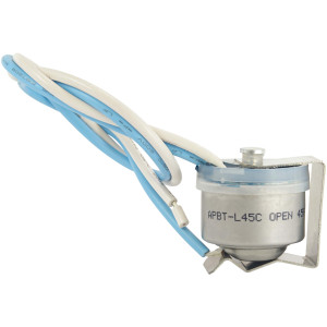 Appli Parts APBT-L45C Bimetal Thermostat 2 Wire, Open 45 F and Close 25 F, With Clip, black and black colored wires, Reference BIM-315 / Thermodisc
