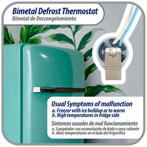 Appli Parts APBT-L45C Bimetal Termico 2 Cables Abre a 7 C y Cierra a -4 C, con clip, cables de colores negro y negro, Referencia BIM-315 Termodisco