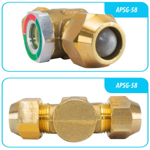 Appli Parts APSG-58A Visor de Liquido 5/8 pulg Flare e Indicador de Humedad con conexiones Rosca con cuerpo extraible para Sistemas de Refrigeracion y Aire Acondicionado