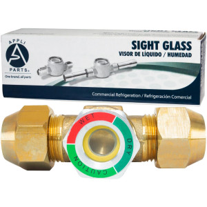 Appli Parts APSG-58A Visor de Liquido 5/8 pulg Flare e Indicador de Humedad con conexiones Rosca con cuerpo extraible para Sistemas de Refrigeracion y Aire Acondicionado