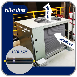 Appli Parts APFD-757S Filtro Secador 7/8 pulg para linea Liquido para Sistemas de Refrigeracion y aire acondicionado 757S ODF Soldable Universal Unidireccional 419mm Largo 100mm Ancho