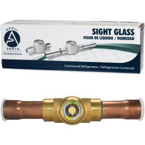Appli Parts APSG-34AS Visor de Liquido 3/4 pulg Indicador de Humedad con conexiones Soldable con cuerpo solido para Sistemas de Refrigeracion y Aire Acondicionado compatible con refrigerantes CFC, HCFC, HFC